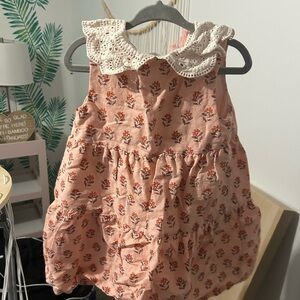 Zara Pink Floral Dress with Lace Collar